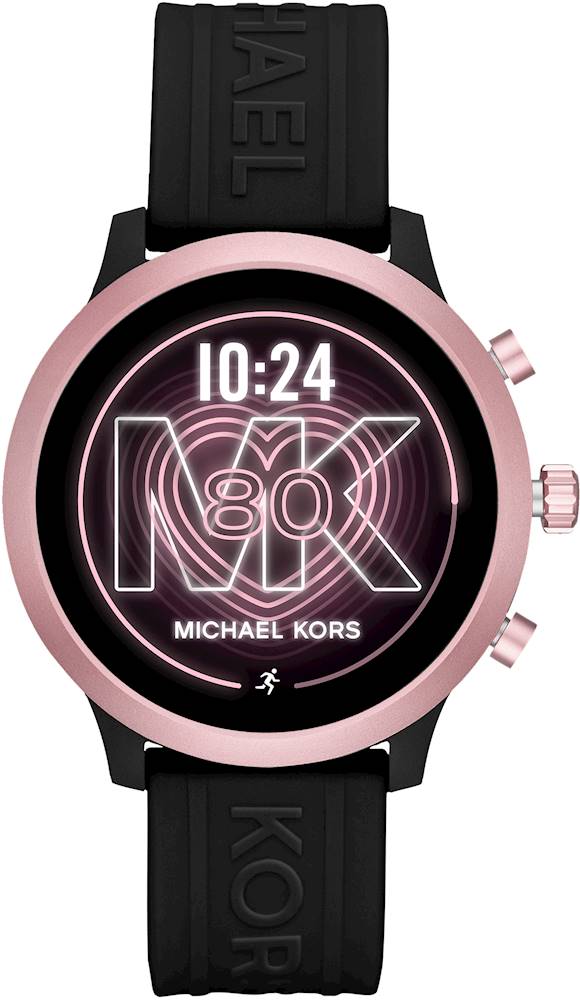 Best Buy: Michael Kors Gen 4 MKGO Smartwatch 43mm Aluminum Rose With Black  Silicone Band MKT5111