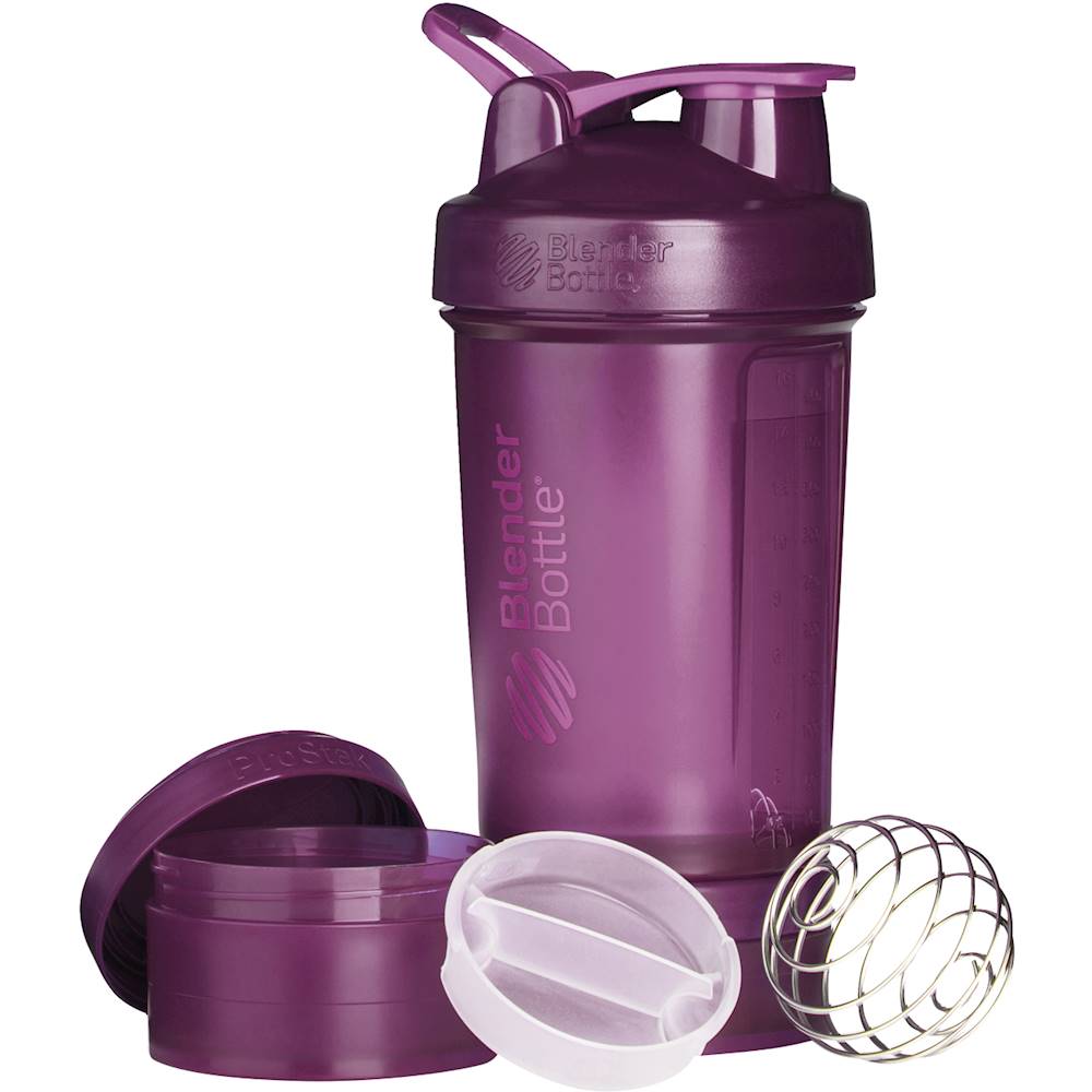 Angle View: BlenderBottle - ProStak 22 oz. Water Bottle/Shaker Cup (100cc+150cc Jars Included) - Plum