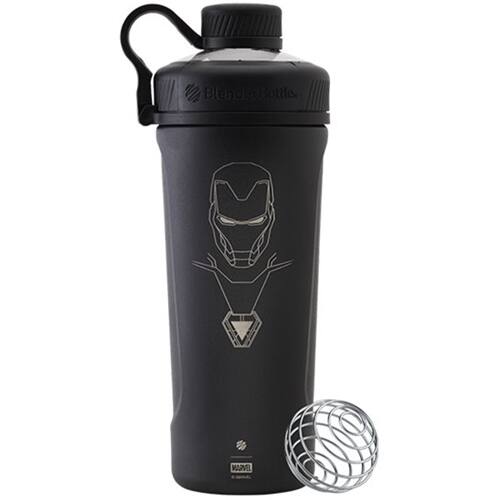 Angle. BlenderBottle - Marvel Series Radian 26 oz. Double Vacuum Insulated Stainless Steel Water Bottle/Shaker Cup - Matte Black.