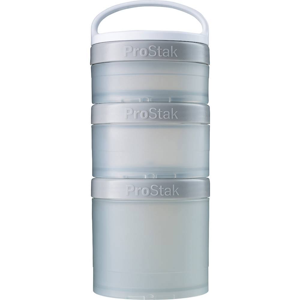 Angle. BlenderBottle - ProStak Expansion Pak with Handle (100cc+150cc+250cc Jars Included) - Pebble Gray.