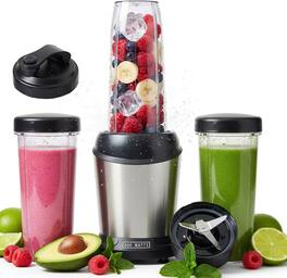 AOITUN - Smoothie Blender Set: BPA-Free Portable Cups, Crushes Ice/Shakes/Juice - Metallic