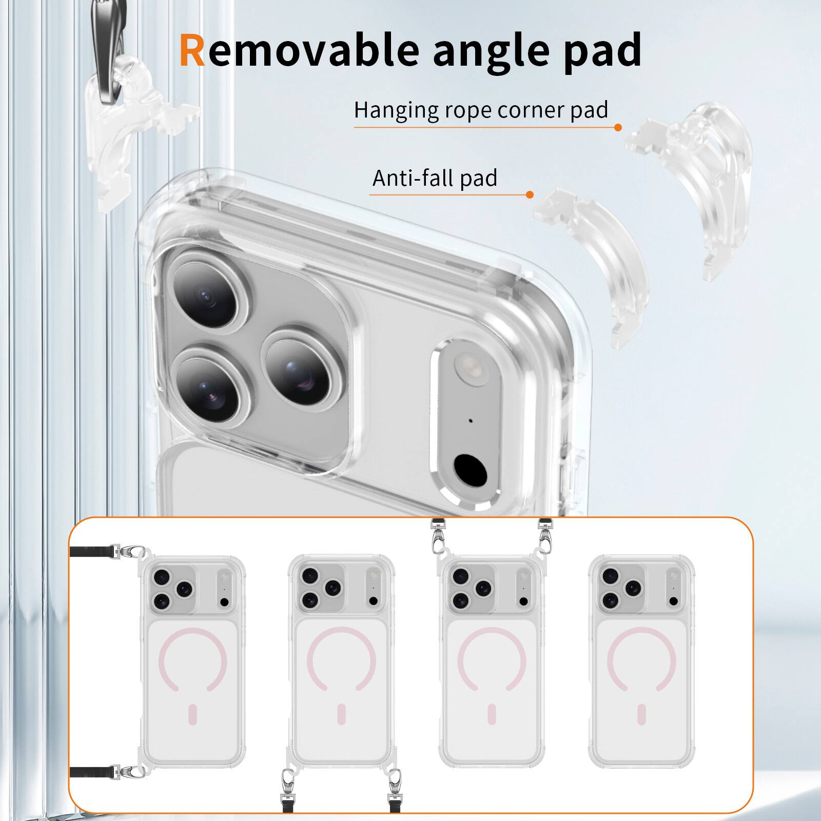 Removable angle pad  
Hanging rope corner pad  
Anti-fall pad