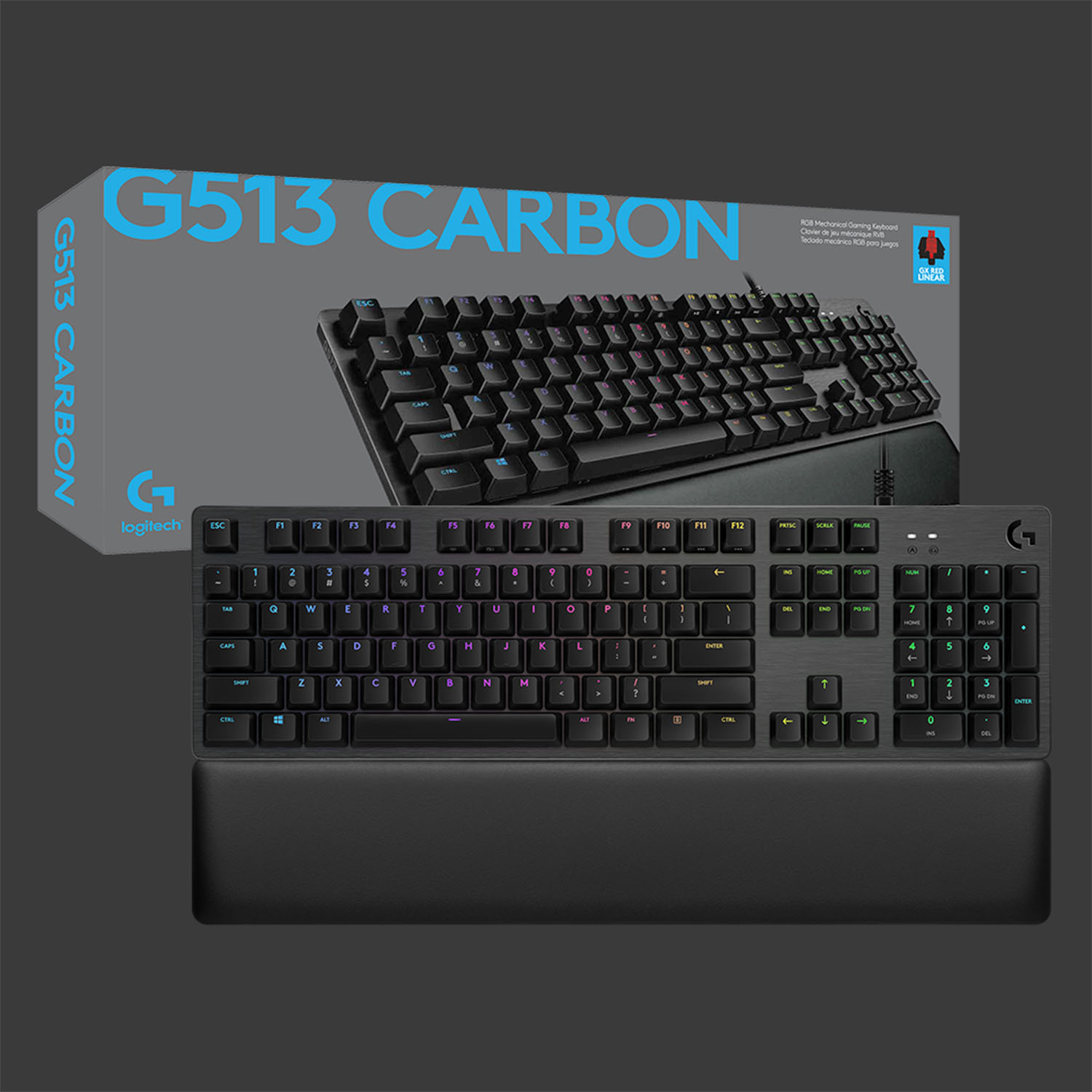 Best Buy: Logitech G513 Carbon Full-size Mechanical GX Linear Switch Gaming Keyboard RGB Backlighting Carbon 920-009332