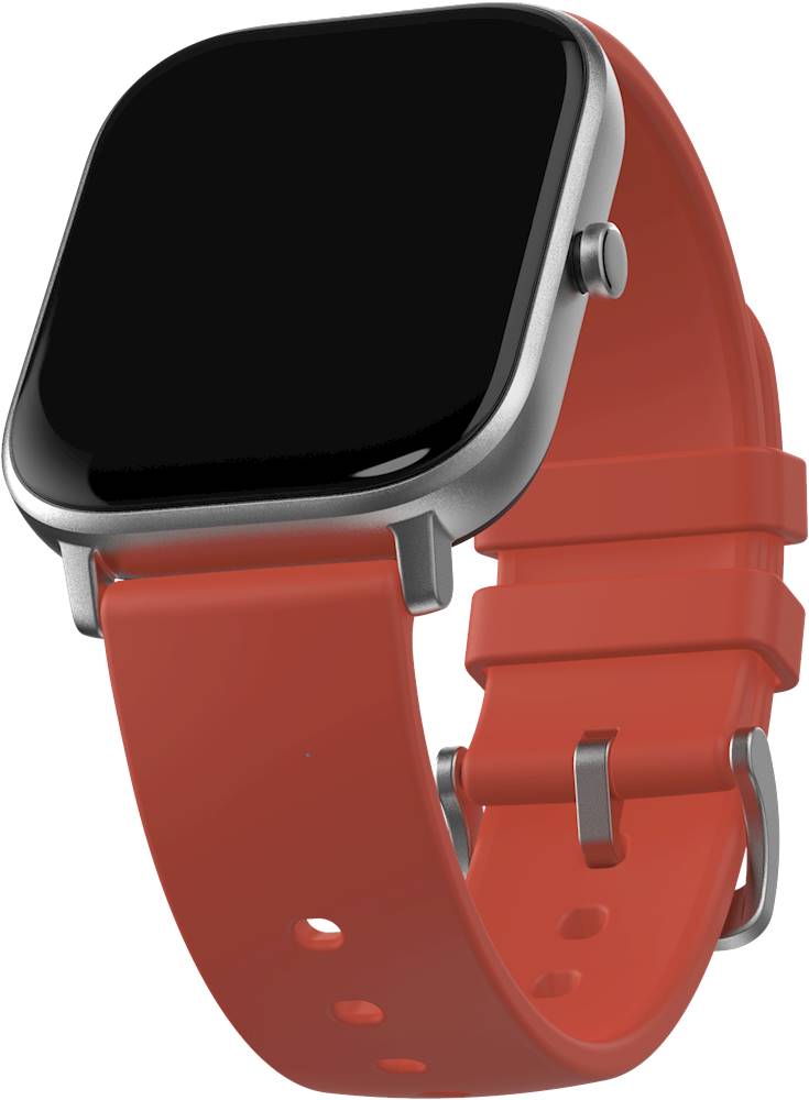 Amazfit - GTS Smartwatch 42mm Aluminum - Vermillion Orange With Silicone Band