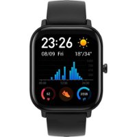 Amazfit - GTS Smartwatch 42mm Aluminum - Obsedian Black With Silicone Band - Front_Zoom