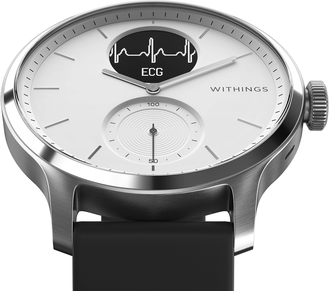 Withings SCANWATCH ECG, Hybrid Best HWA09-MODEL and with rate Smartwatch Buy oximeter Sliver 3-ALL-INT - 42mm heart