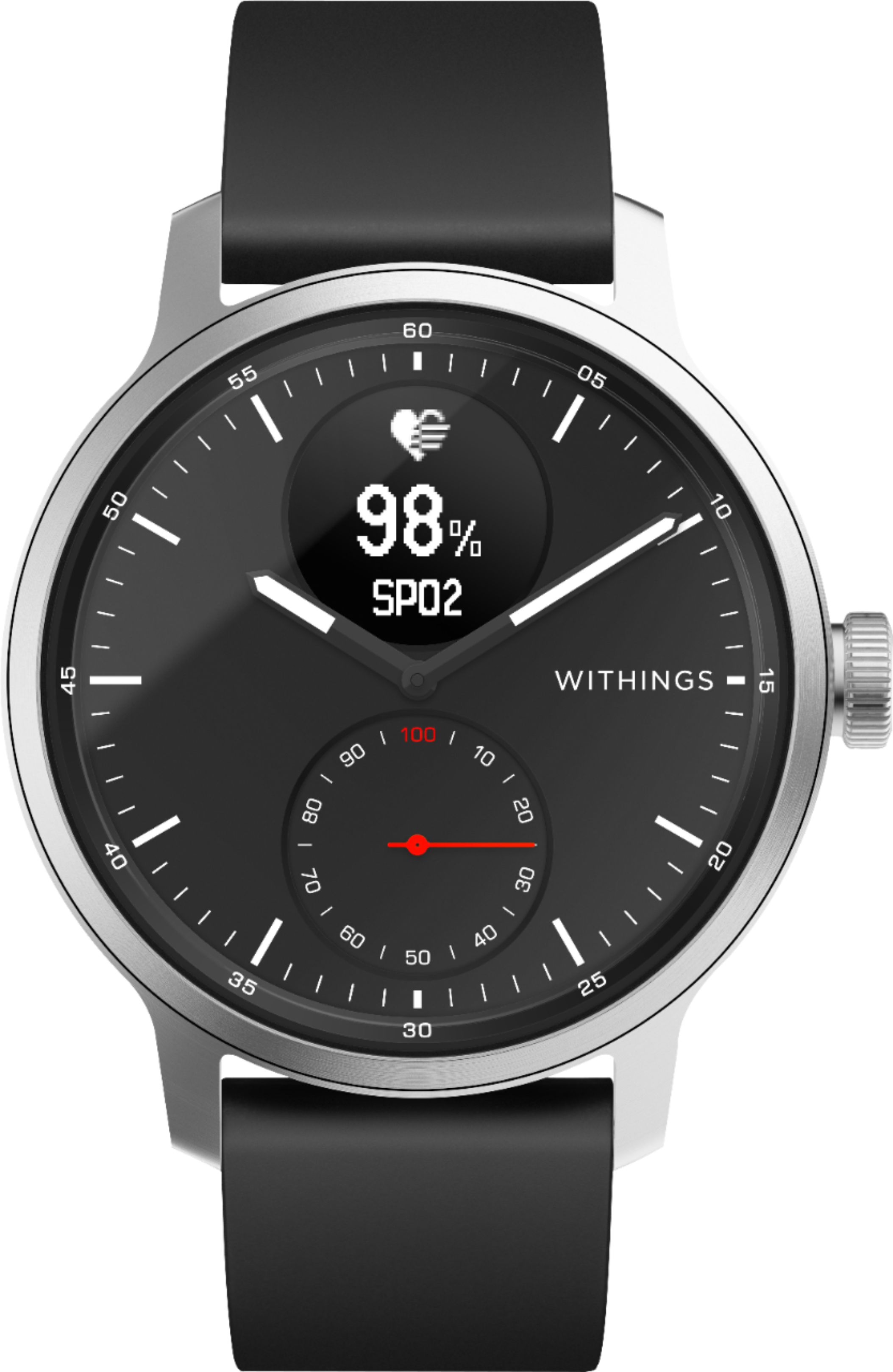 Withings - SCANWATCH - Hybrid Smartwatch with ECG, heart rate and oximeter - Black, 42mm - Black