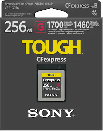 Front. Sony - TOUGH G Series - 256GB CFexpress Memory Card - Black.