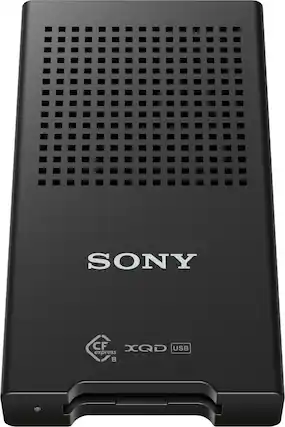 Front. Sony - USB 3.1 CFexpress/XQD Memory Card Reader - Black.