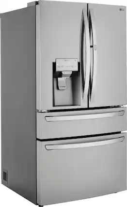 Angle. LG - 22.5 Cu. Ft. 4-Door French Door-in-Door Counter-Depth Refrigerator with Craft Ice - PrintProof Stainless Steel.