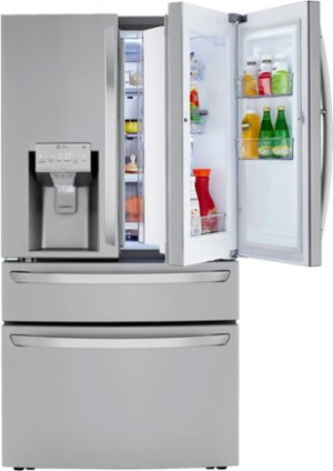 LG - 22.5 Cu. Ft. 4-Door French Door Counter-Depth Refrigerator with Door-in-Door and Craft Ice - Stainless steel
