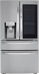 LG - 22.5 Cu. Ft. 4-Door French Door-in-Door Counter-Depth Smart Refrigerator with Craft Ice - Stainless Steel - Front_Zoom