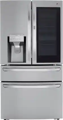 LG - 22.5 Cu. Ft. 4-Door French Door-in-Door Counter-Depth Smart Refrigerator with Craft Ice - Stainless Steel