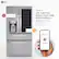The image features a large LG refrigerator with a water dispenser on the door. The refrigerator is advertised as having ThinQ Care technology, which allows for smart alerts and usage reports to keep the appliance running smoothly. The ad also suggests that the refrigerator is equipped with a water filter, which can be replaced by downloading the ThinQ Care app. The appliance is described as being "smart" and "smarter," emphasizing its advanced features and capabilities.