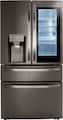 LG - 36-in Wide 22.5 Cu. Ft. 4-Door French Door-in-Door Counter-Depth Smart Refrigerator with Craft Ice - Black Stainless Steel