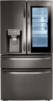 LG - 22.5 Cu. Ft. 4-Door French Door-in-Door Counter-Depth Refrigerator with Craft Ice - Black Stainless Steel - Front_Zoom