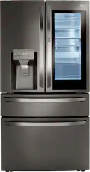 LG - 36-in Wide 22.5 Cu. Ft. 4-Door French Door-in-Door Counter-Depth Smart Refrigerator with Craft Ice - Black Stainless Steel