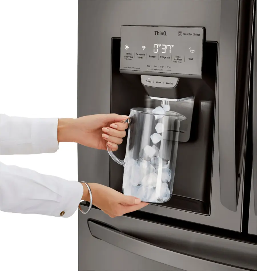 Alt View 21. LG - 22.5 Cu. Ft. 4-Door French Door-in-Door Counter-Depth Refrigerator with Craft Ice - PrintProof Black Stainless Steel.