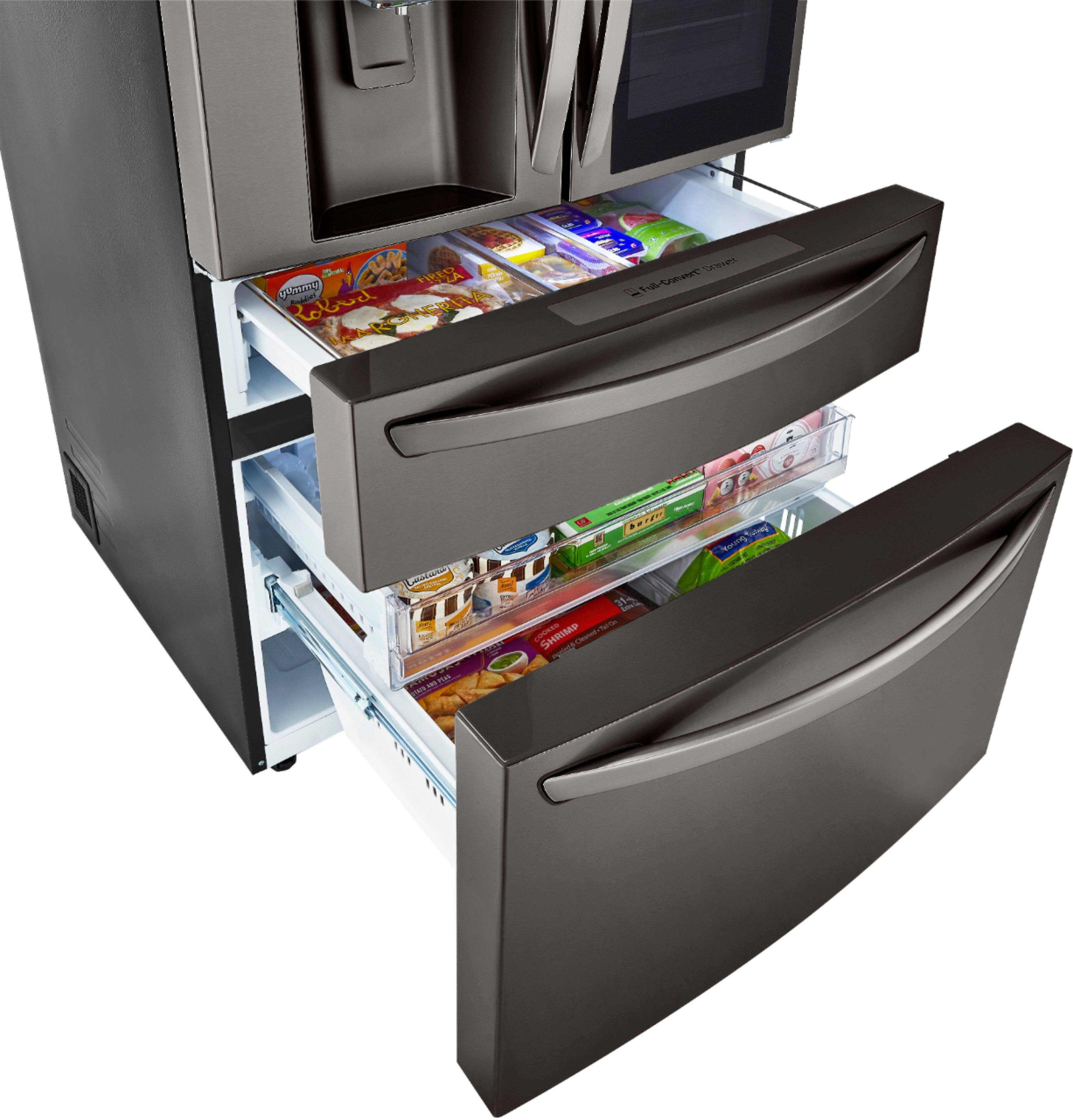 Alt View 24. LG - 22.5 Cu. Ft. 4-Door French Door-in-Door Counter-Depth Refrigerator with Craft Ice - PrintProof Black Stainless Steel.