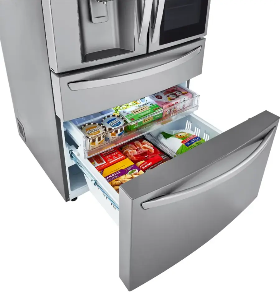 The Popular Door-in-Door Design gets even better with adjustable bins that smoothly glide up and down to fit snacks and drinks of all sizes.