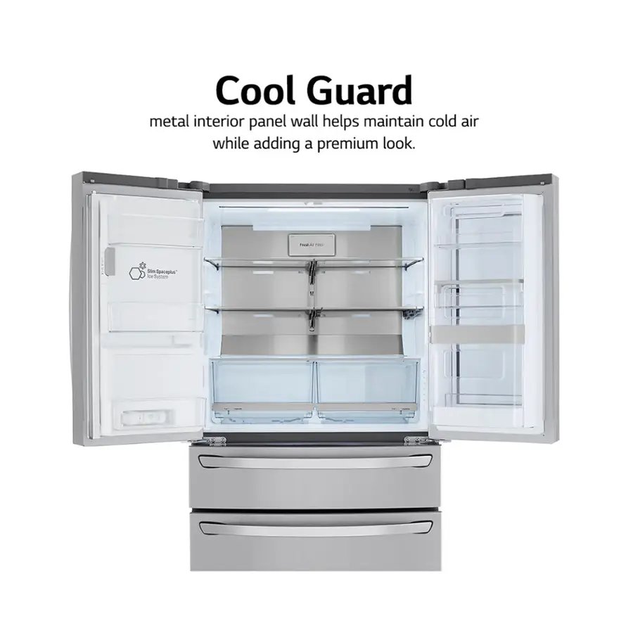 Cool Guard metal interior panel wall helps maintain cold air while adding a premium look.