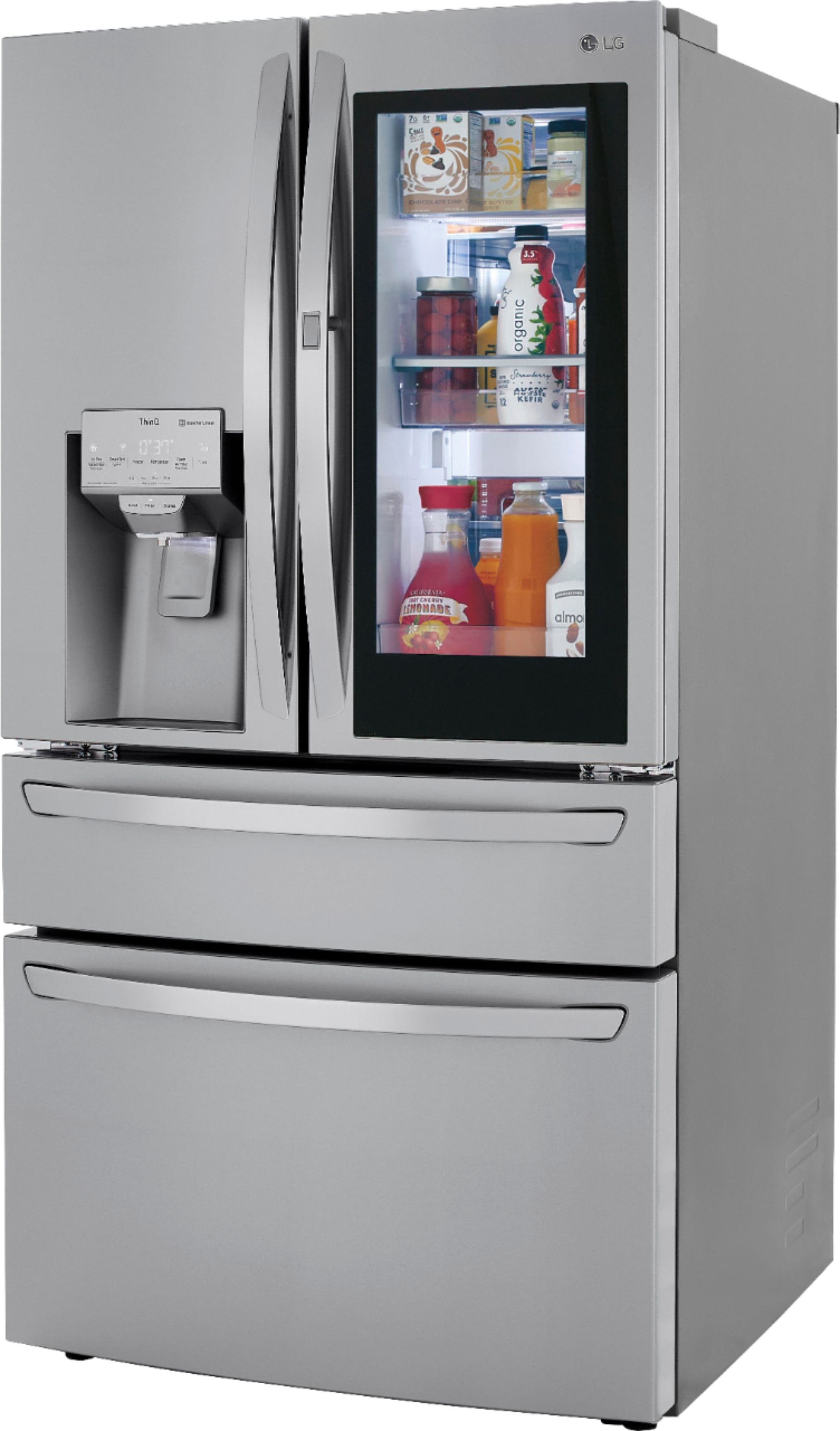 Left View: LG - 29.5 Cu. Ft. 4-Door French Door Refrigerator with InstaView Door-in-Door and Craft Ice - Stainless steel