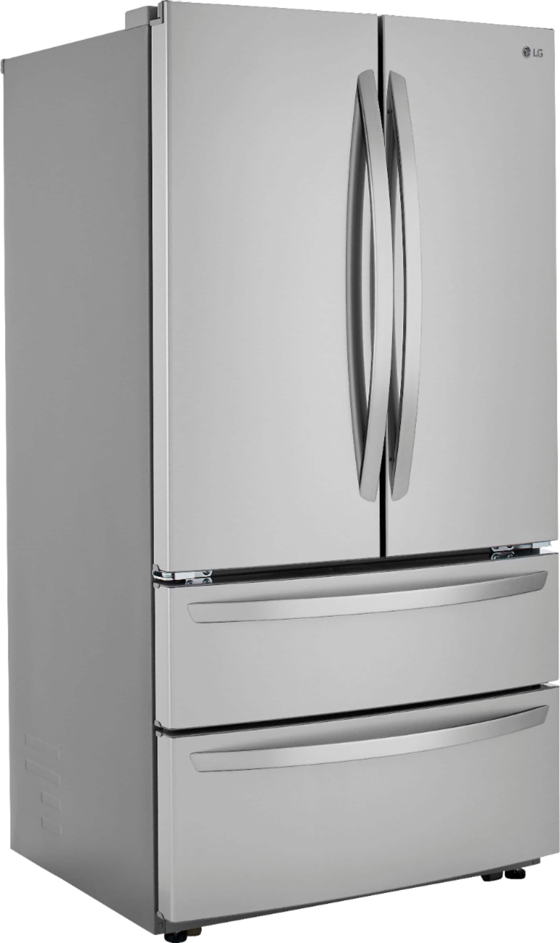 Angle. LG - 22.7 Cu. Ft. 4-Door French Door Counter-Depth Refrigerator with Double Freezer - PrintProof Stainless Steel.