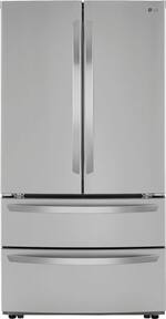 LG - 22.7 Cu. Ft. 4-Door French Door Counter-Depth Refrigerator with Double Freezer and Internal Water Dispenser - PrintProof Stainless Steel - Front_Standard
