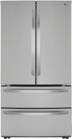 LG - 22.7 Cu. Ft. 4-Door French Door Counter-Depth Refrigerator with Double Freezer and Internal Water Dispenser - Stainless steel - Front_Zoom