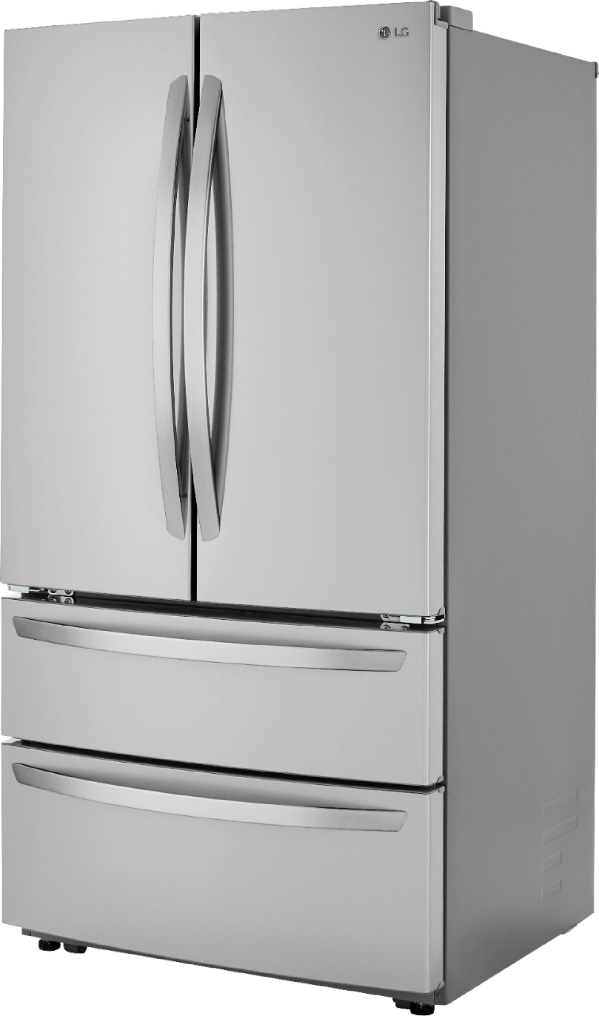 Left View: LG - 22.7 Cu. Ft. 4-Door French Door Counter-Depth Refrigerator with Double Freezer and Internal Water Dispenser - Stainless steel