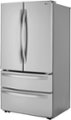 Left Zoom. LG - 22.7 Cu. Ft. 4-Door French Door Counter-Depth Refrigerator with Double Freezer and Internal Water Dispenser - Stainless steel.