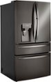 Angle Zoom. LG - 22.5 Cu. Ft. 4-Door French Door Counter-Depth Refrigerator with Door-in-Door and Craft Ice - Black stainless steel.
