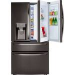 LG - 22.5 Cu. Ft. 4-Door French Door Counter-Depth Refrigerator with Door-in-Door and Craft Ice - PrintProof Black Stainless Steel - Front_Standard