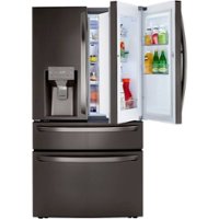 LG - 22.5 Cu. Ft. 4-Door French Door Counter-Depth Refrigerator with Door-in-Door and Craft Ice - Black stainless steel - Front_Zoom