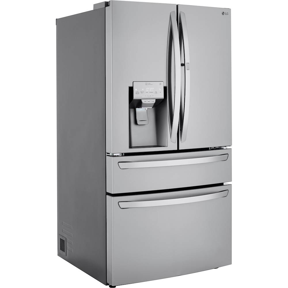 Angle View: LG - 29.5 Cu. Ft. 4-Door French Door-in-Door Smart Refrigerator with Craft Ice - Stainless Steel