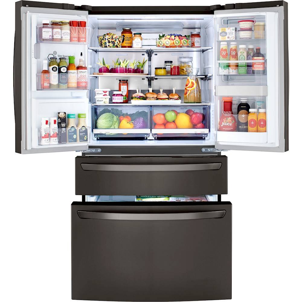 Alt View 2. LG - 29.5 Cu. Ft. 4-Door French Door-in-Door Smart Refrigerator with Craft Ice - PrintProof Black Stainless Steel.