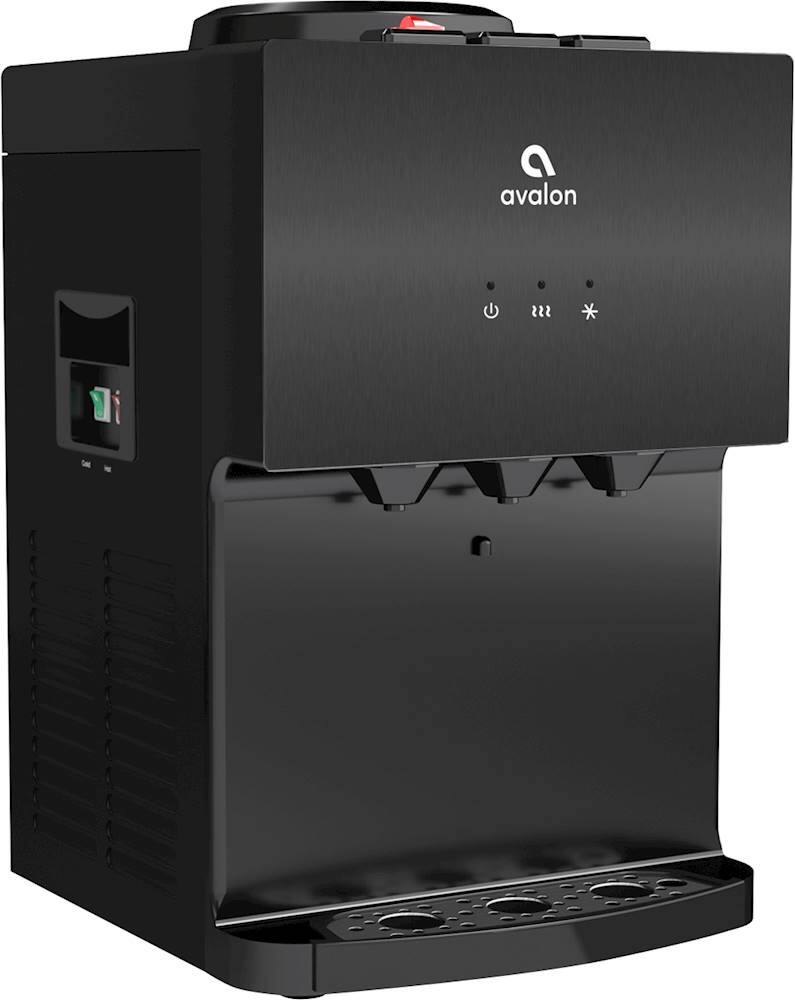 Left. Avalon - A11 Top-Loading Bottled Water Cooler - Black stainless steel.