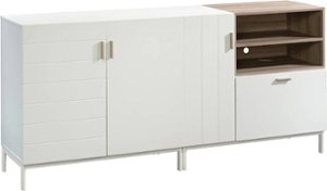 Sauder - Anda Norr Modular Credenza for Most Flat-Panel TVs Up to 60" - White With Sky Oak Accents - Front_Zoom