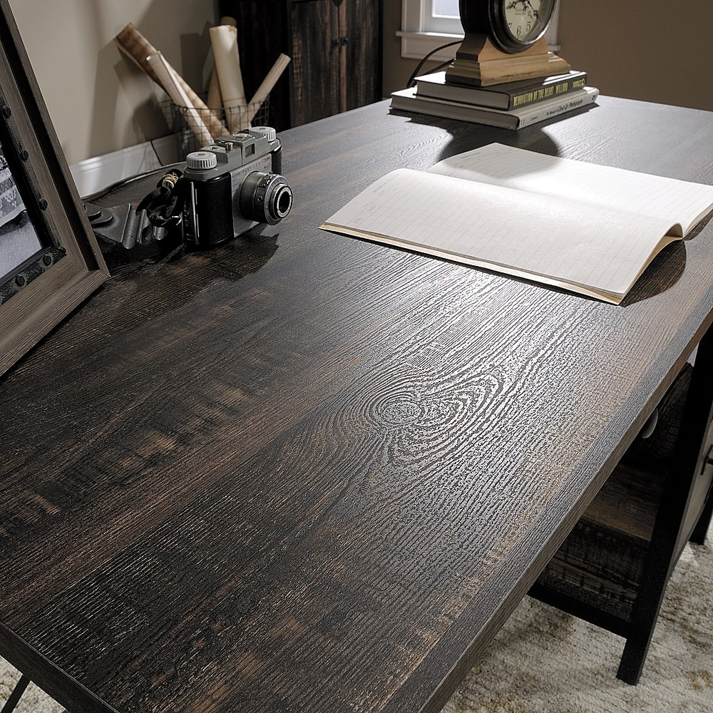 Steel river store desk carbon oak