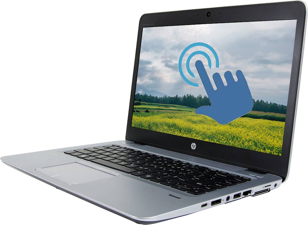 Left View: HP - EliteBook 14" Refurbished Laptop - Intel Core i7 - 8GB Memory - 512GB SSD - Silver