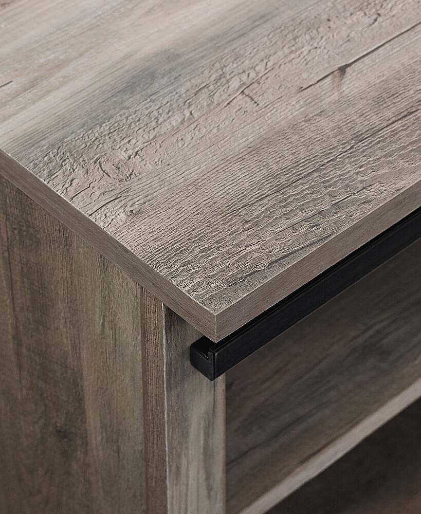 Alt View 12. Walker Edison - Sliding Grooved Door Entryway Accent Bench - Grey Wash.