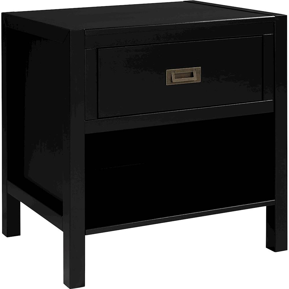 Angle View: Walker Edison - Classic Rectangular Solid Wood 1-Drawer Nightstand - Black