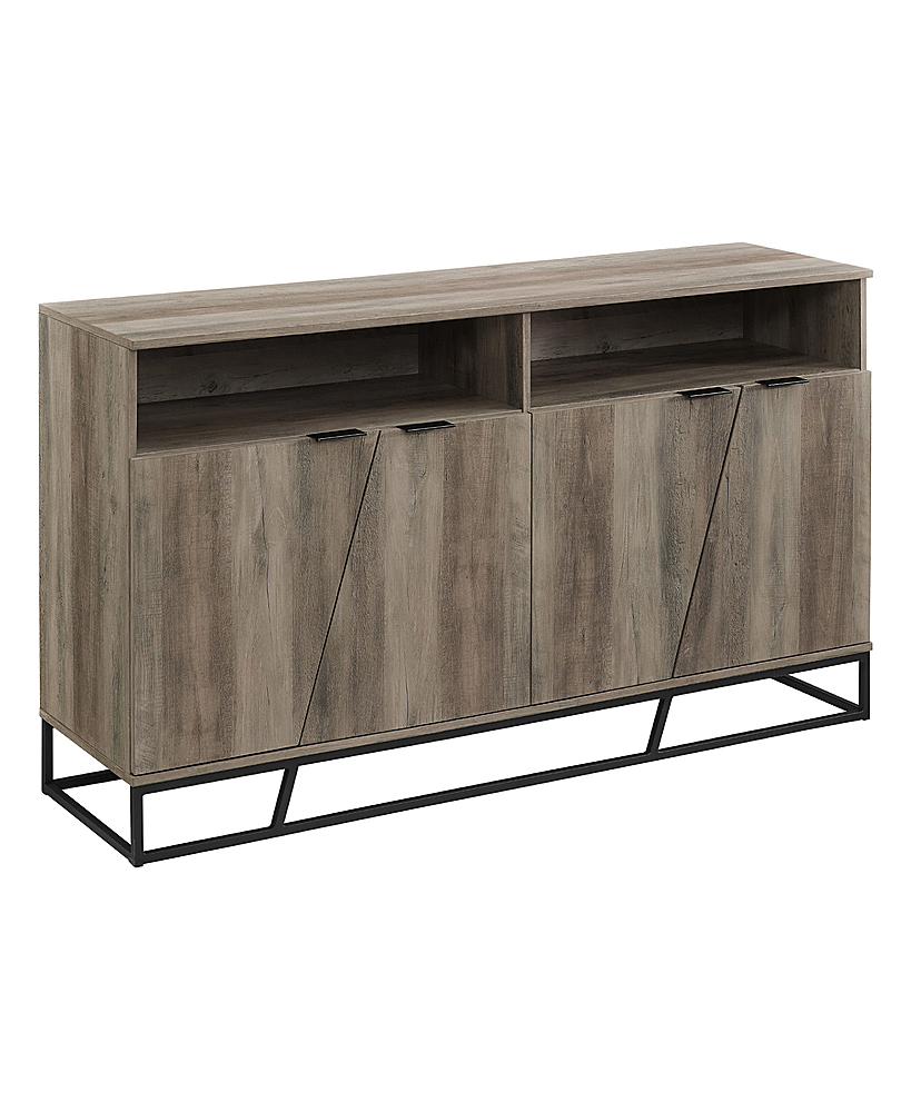 Angle View: Walker Edison - Contemporary Angled-Door 2-Shelf Sideboard - Gray Wash