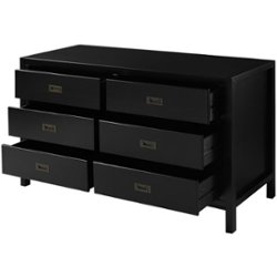 Walker Edison - Solid Wood Modern Classic 6-Drawer Dresser - Black - Front_Zoom