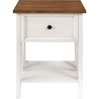 Walker Edison - Farmhouse Solid Pine Wood 1-Drawer Side Table - Reclaimed Barnwood - Front_Zoom