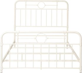 Walker Edison - 63" Queen-Size Pipe Bed Frame - Antique White - Front_Zoom