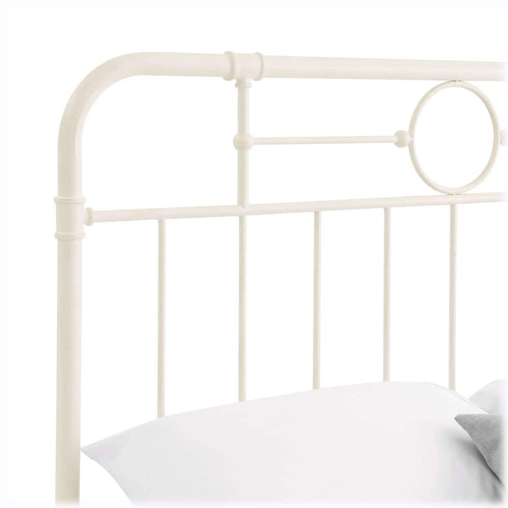 Walker Edison - Industrial Queen Metal Pipe Bed Frame - Antique White ...