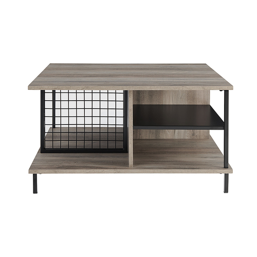Walker Edison - Metal and Wood Square Modern MDF/Durable Laminate Coffee Table - Gray Wash