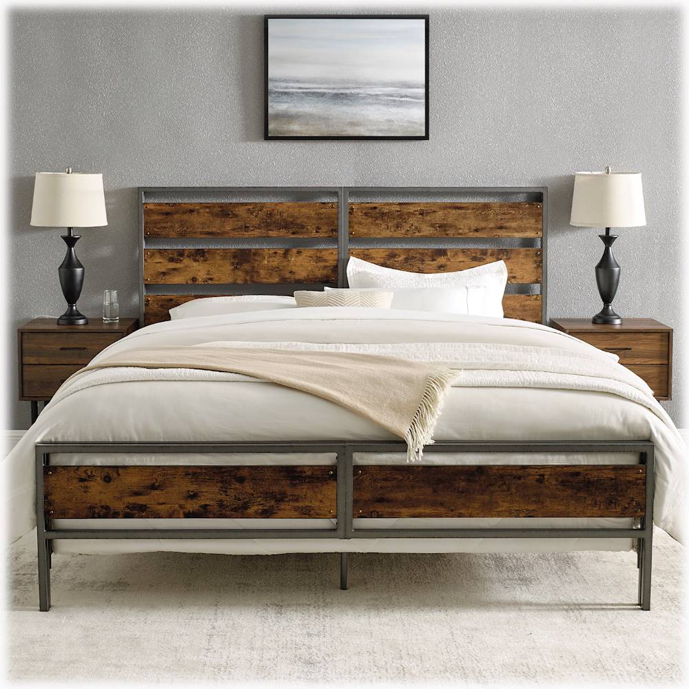 Slat Bed Frame Reclaimed Barnwood, Industrial King Size Bed Frame