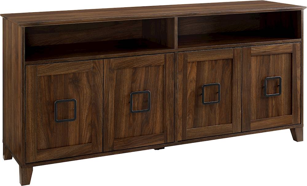 Angle View: Walker Edison - Modern Storage Console for Most TVs Up to 64" - Dark Walnut